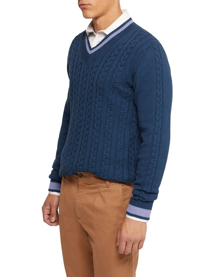 Logan Cricket Knit Pullover in Blue