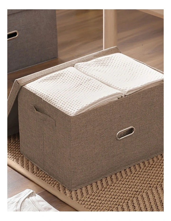 Large Foldable Canvas Storage Box in Coffee