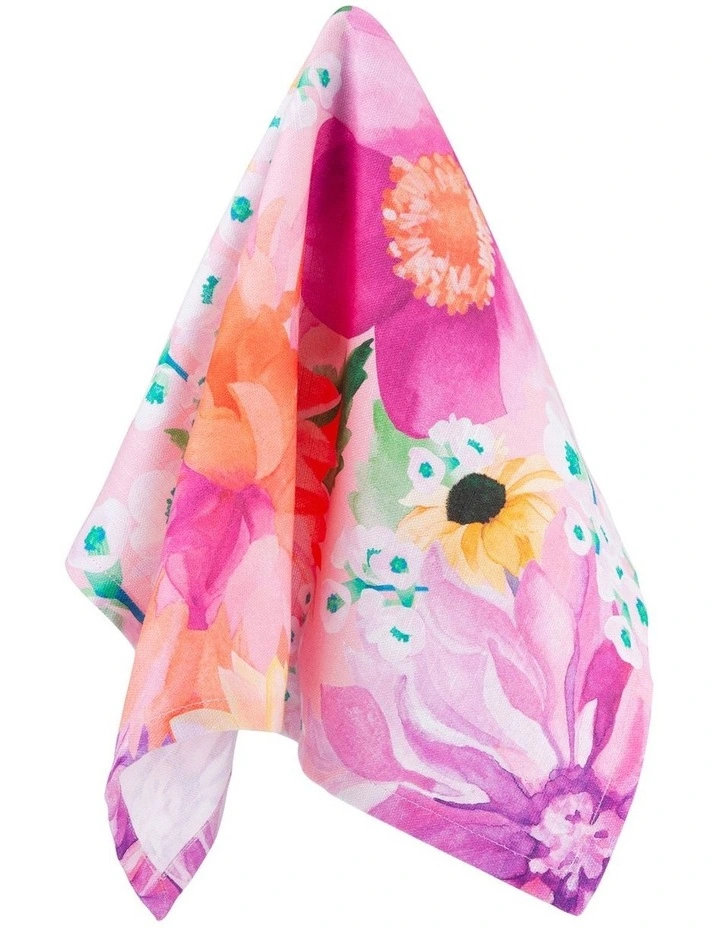 Teas & C's Dahlia Daze Cotton Napkin Set of 4 45x45cm in Multi