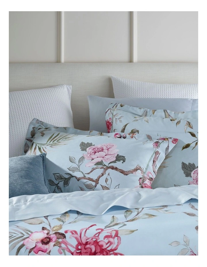 Rozala Cotton Sateen Quilt Cover Set in Light Blue