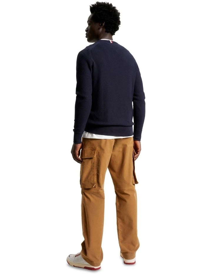Rectangular Structure Crew Neck Knit in Navy