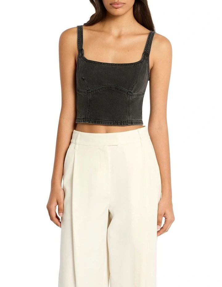 Dark Knight Denim Bodice in Washed Black