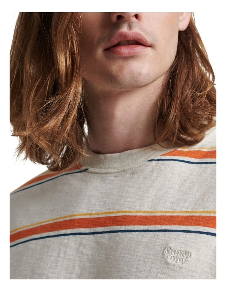 Textured T-shirt in Off White Stripe