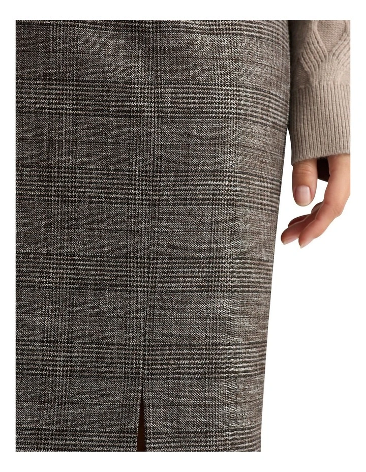 Olea Check Pencil Skirt in Port Multi