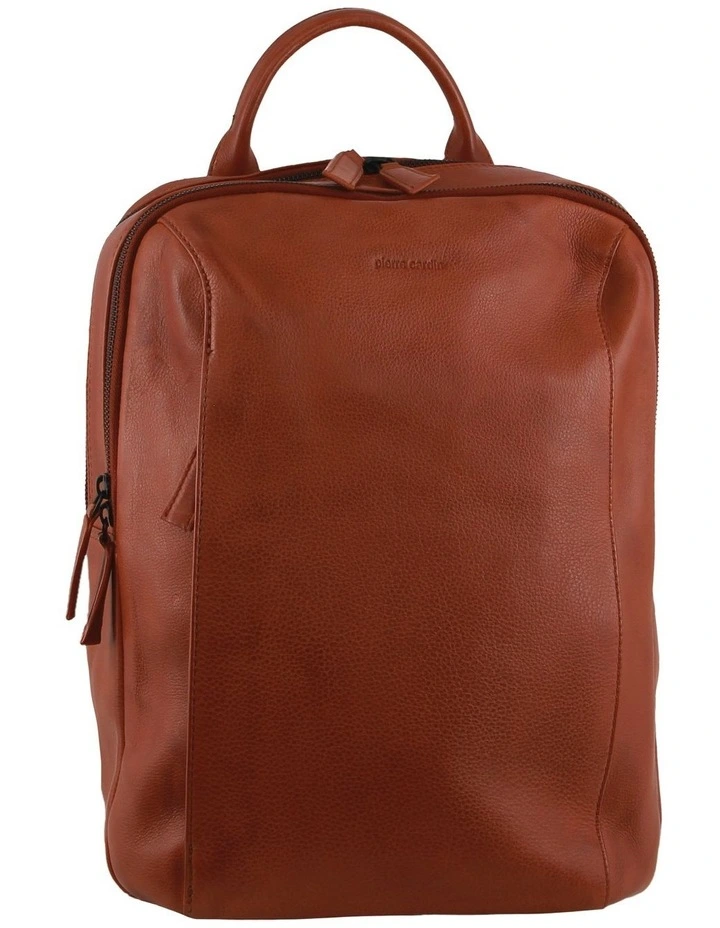 Leather Laptop Backpack in Cognac