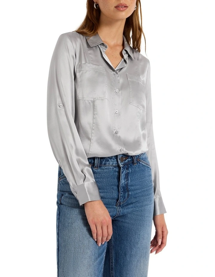 Abigail Silk Shirt in Light Grey