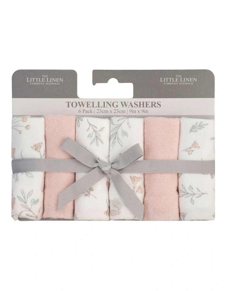 Harvest Bunny Towelling Washer 6 Pack in Dusty Pink
