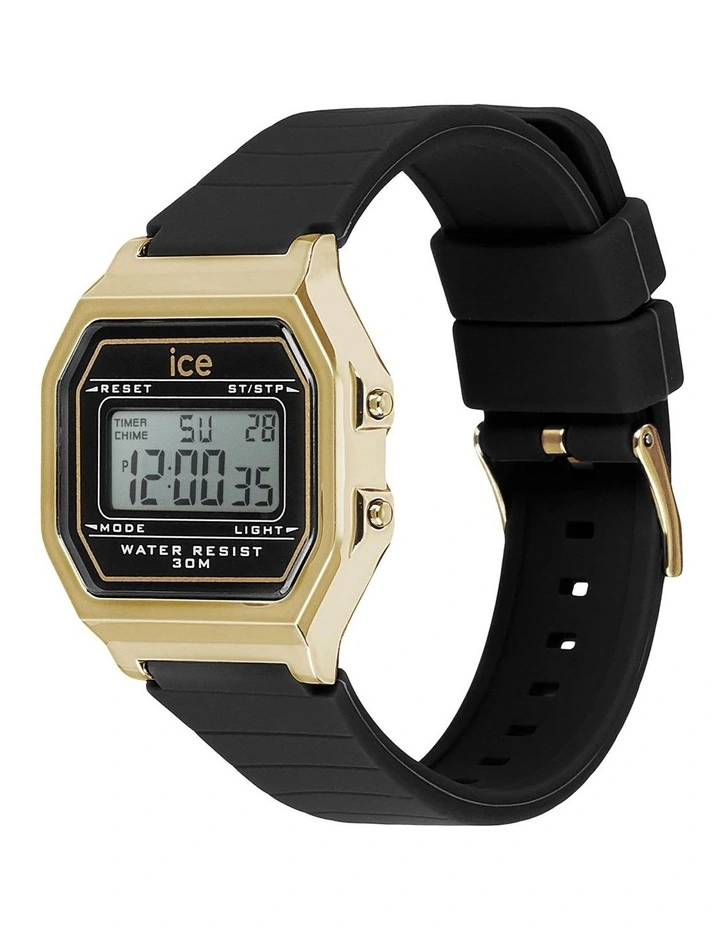 Digit Retro Watch in Black Gold