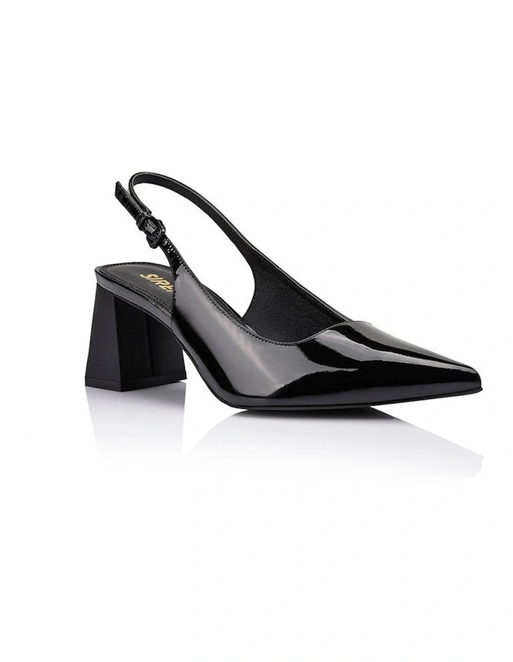 Yarra Pointed Toe Slingbacks Heel in Black Patent
