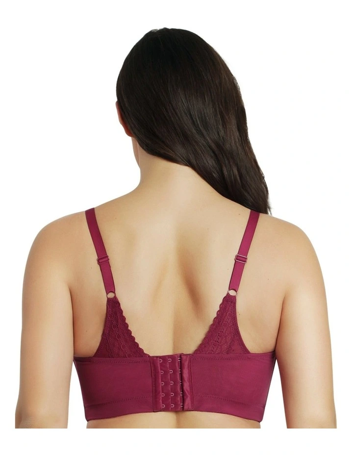 Mia Dot Longline Padded Lace Bralette in Blackberry