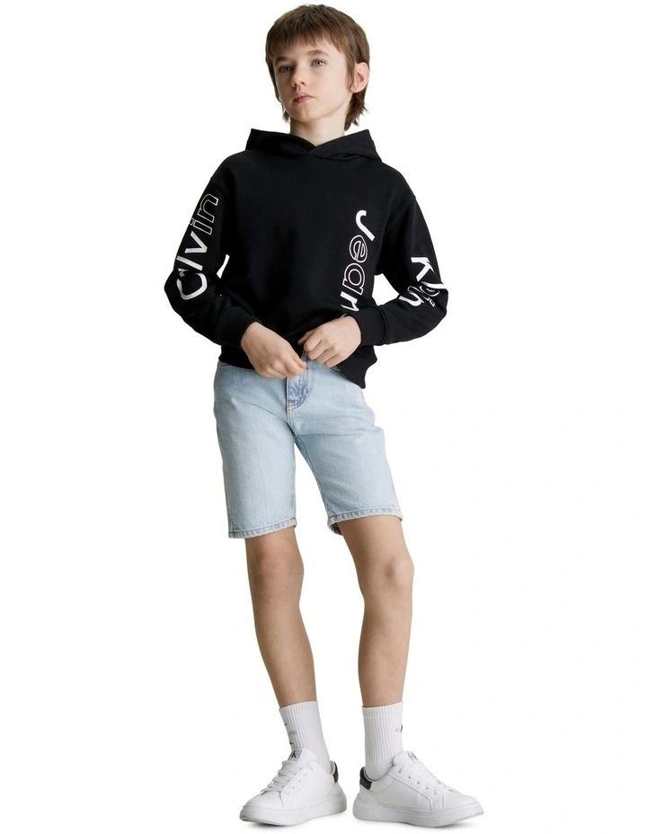 Maxi Institutional Logo Relaxed Hoodie in Black