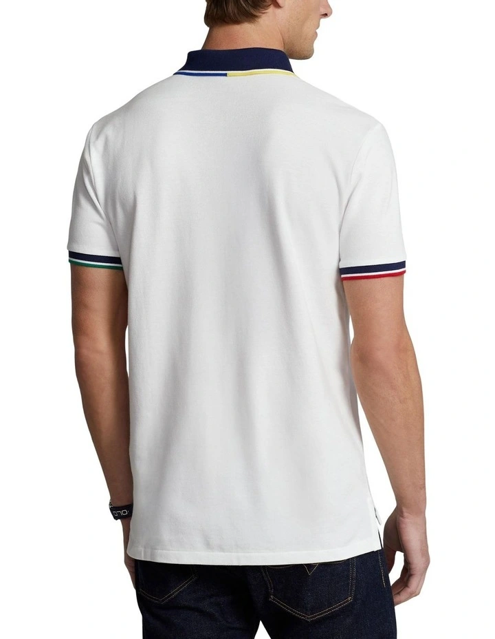 Custom Slim Fit Mesh Polo Shirt in White