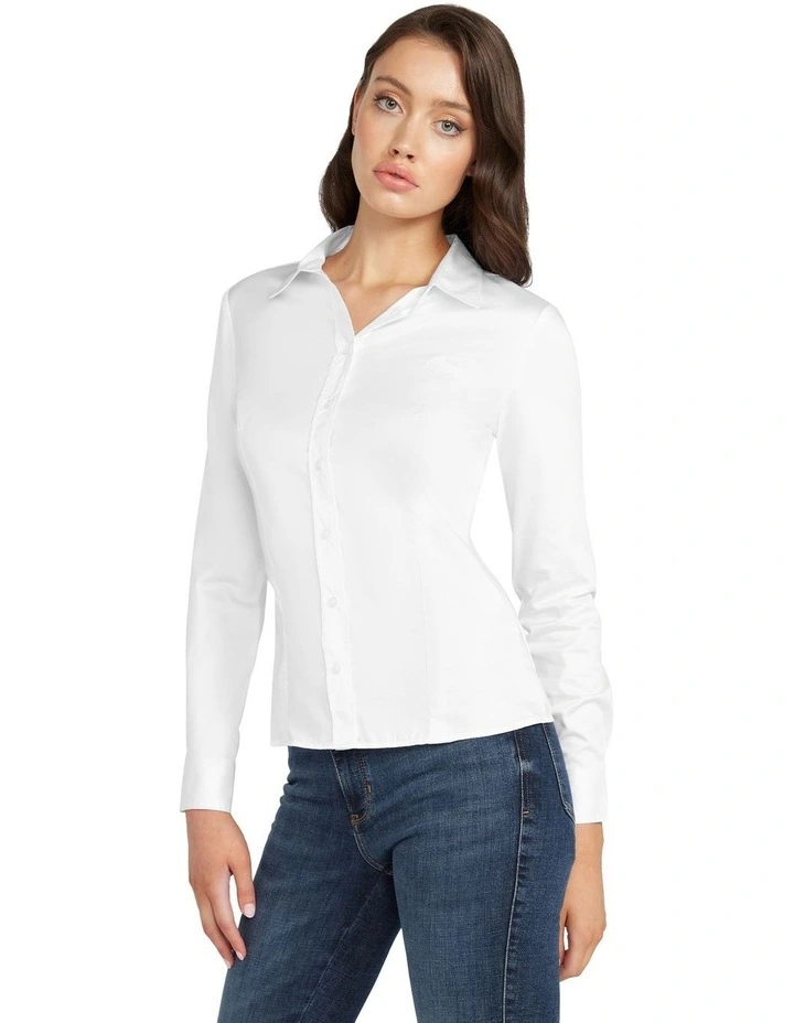 Long Sleeve Cate Shirt in White