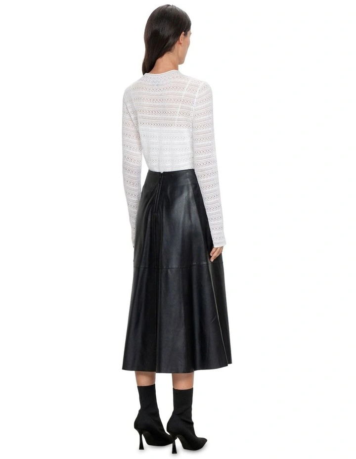 Lace Funnel Neck Knit in Ivory