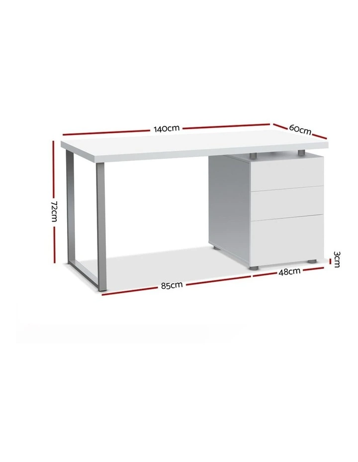 Computer Desk Drawer 140CM in White