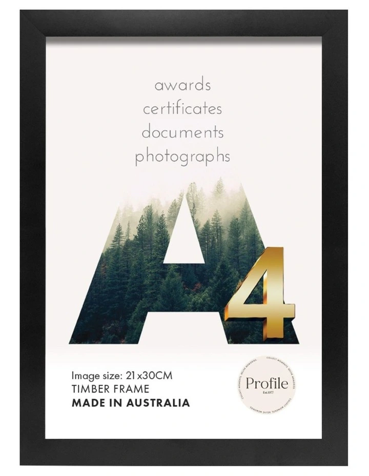 Australia Made Certificate Photo Frame A4 (6 Pack) in Black