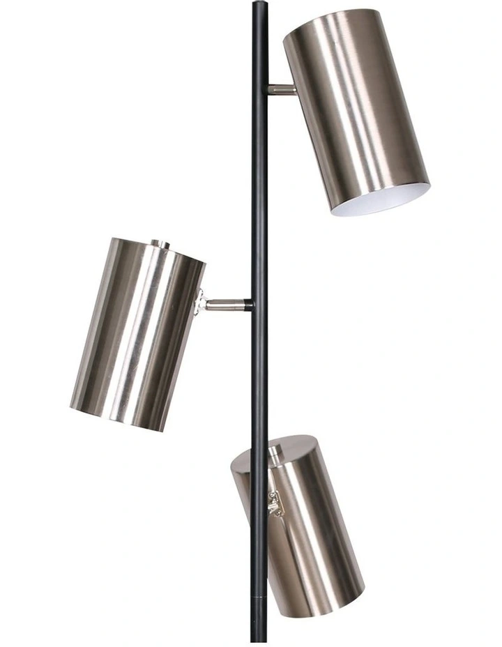 3-Shade Metal Floor Lamp in Nickel/Black