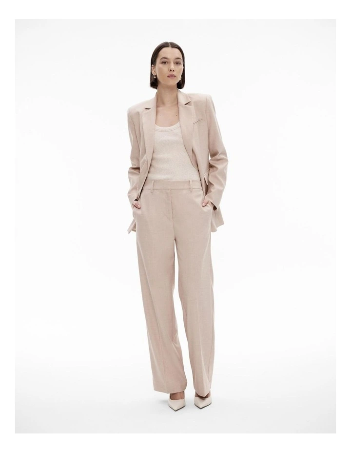 Yarn Dye Full Length Straight Leg Trouser in Bone
