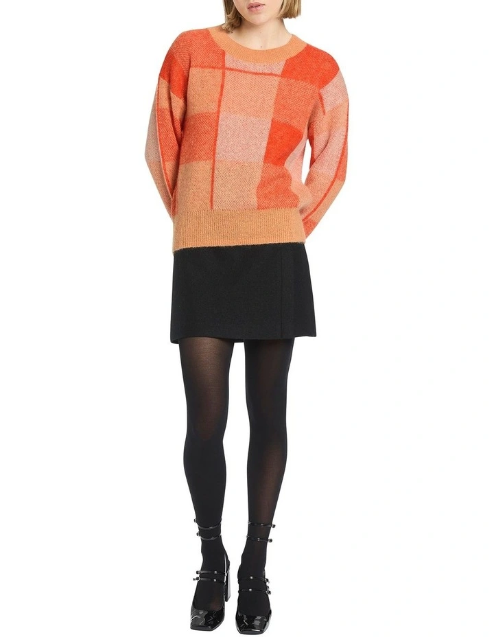 Check And Call Knit in Orange