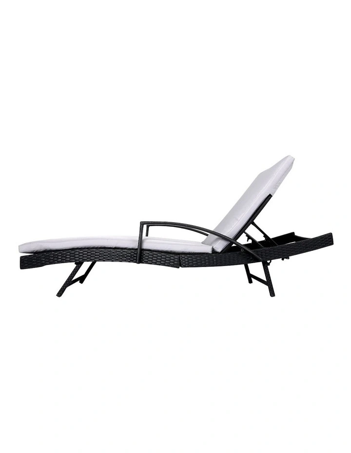 Garden Patio Bed Cushion Sun Lounger 2 Pieces in Grey