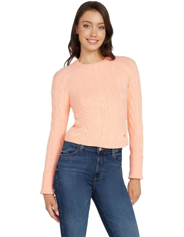 Denise Cable Sweater in Smooth Pink