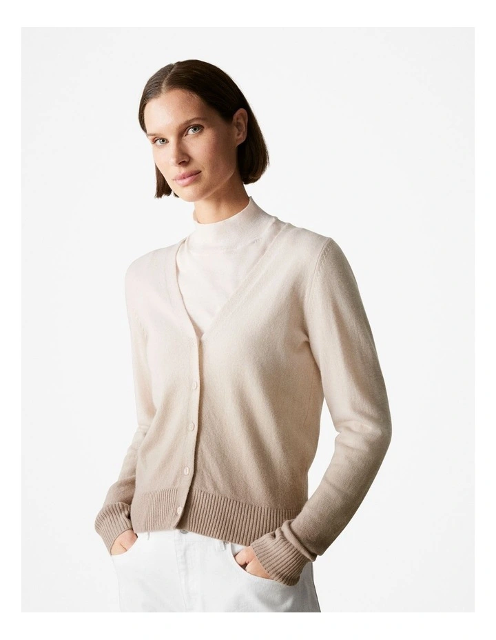 Merino Cashmere Ombre Print Cardigan in Atmosphere