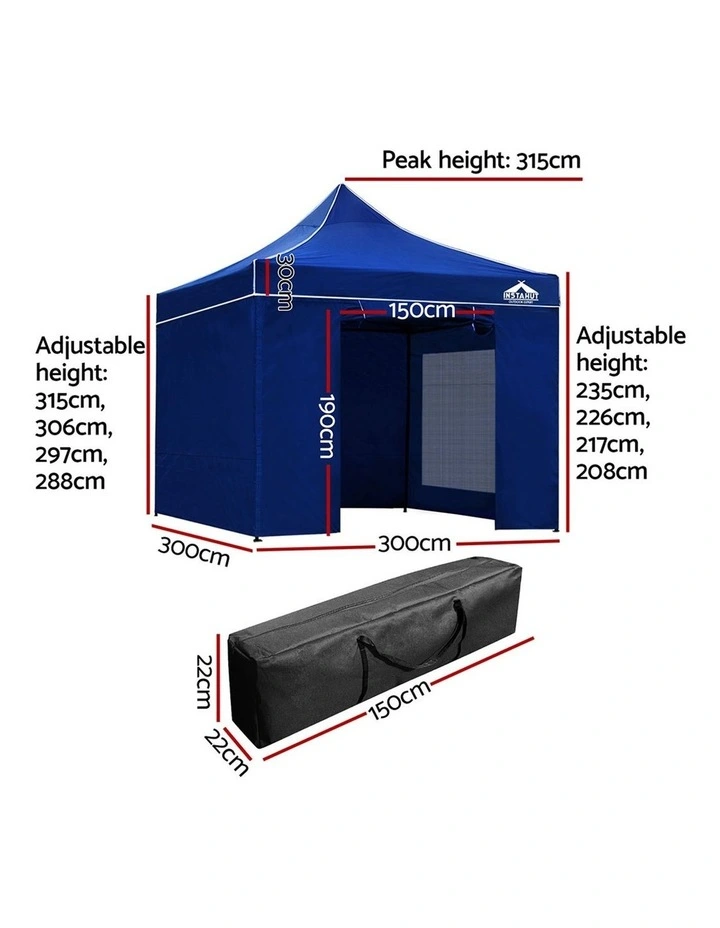 Gazebo Pop Up Marquee 3x3m Blue
