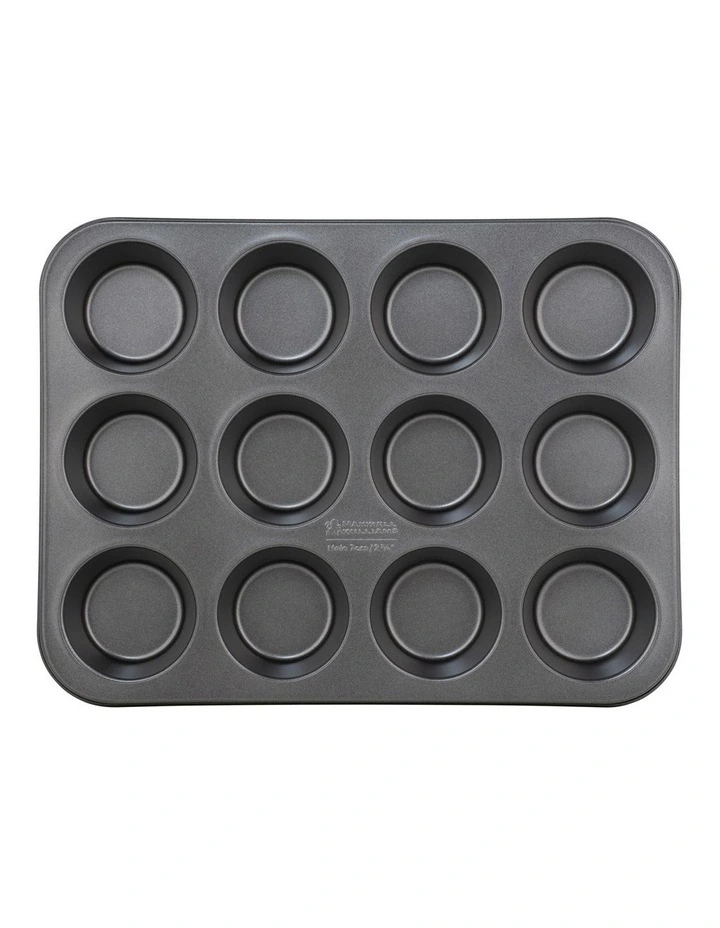 BakerMaker Non-Stick 12 Cup Muffin/Cupcake Pan in Black
