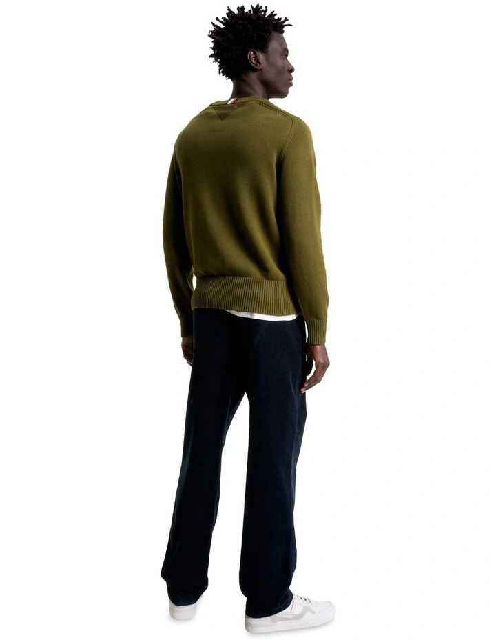 Monotype Chunky Cotton Crew Neck Knit in Green
