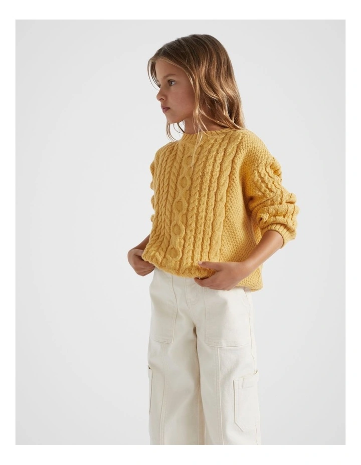 Bell Sleeve Knit Sweater in Honey Comb