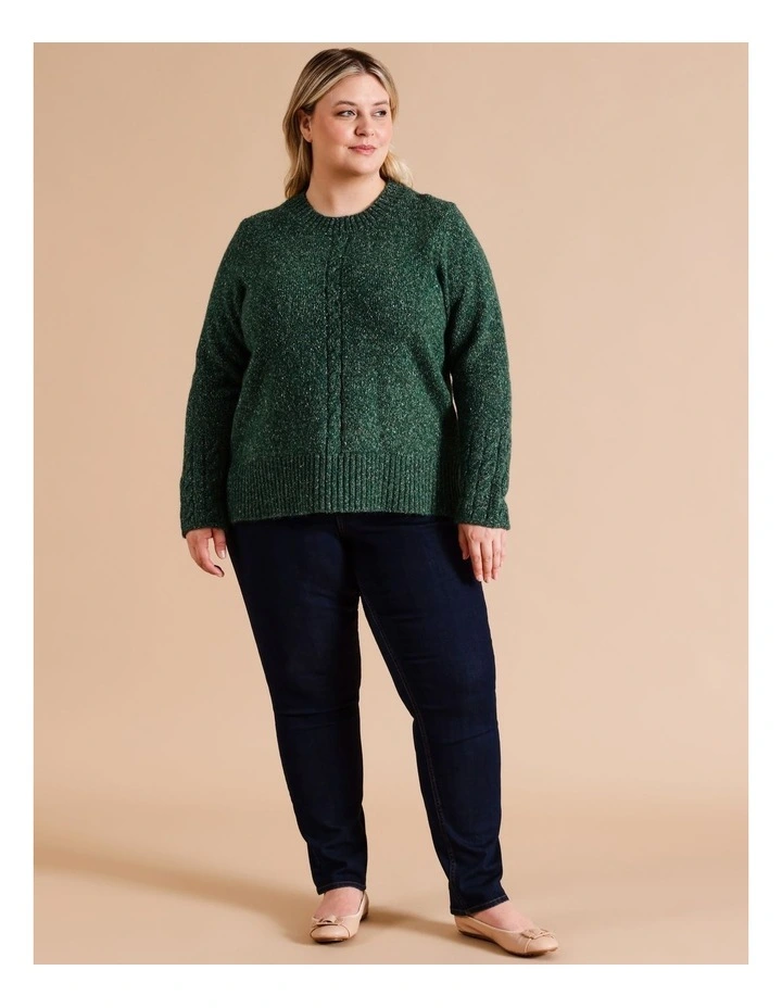Recycled Polyester Blend Cable Cuff Jumper In Forest