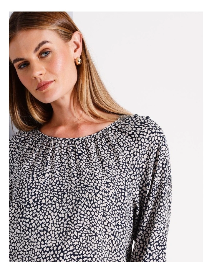 Recycled Poly Blend Gathered Neck Top in Assorted