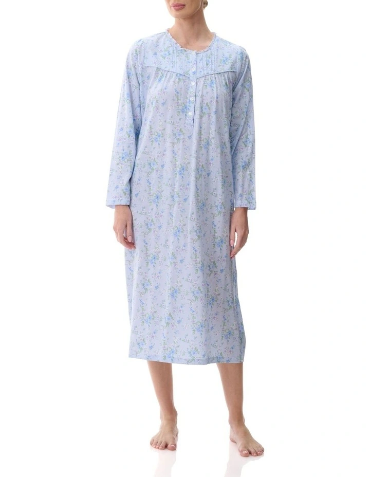 Cotton Nightie in Gina Blue