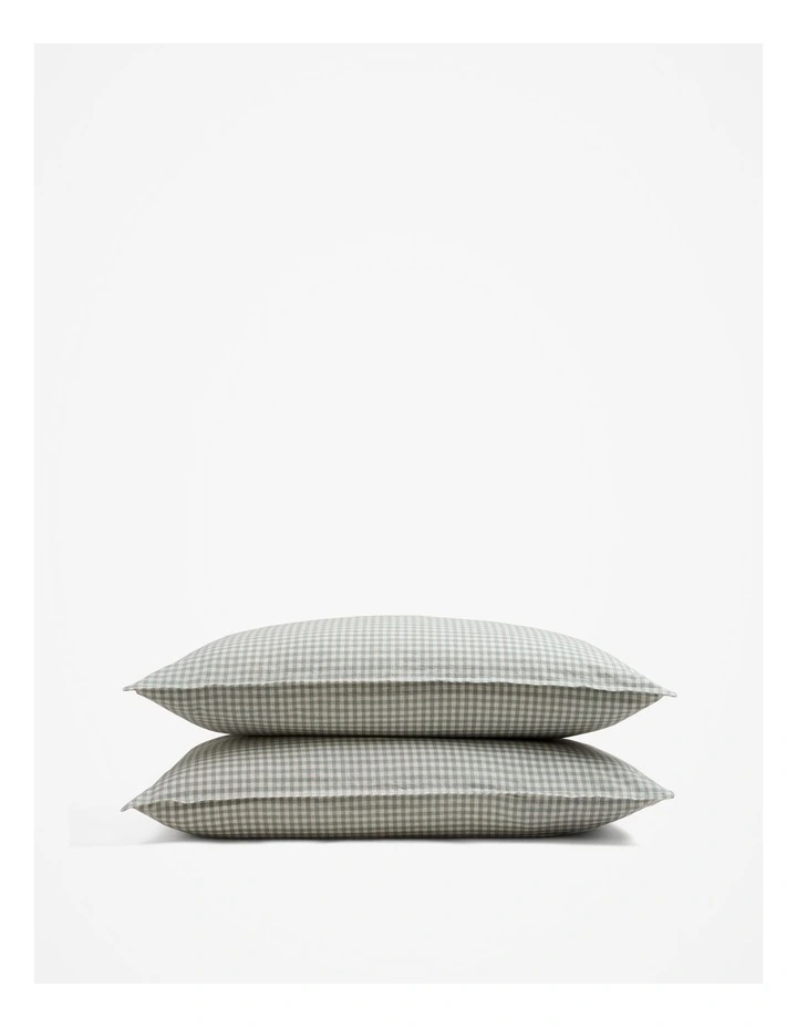 Noni Gingham Standard Pillowcase Pair in Willow