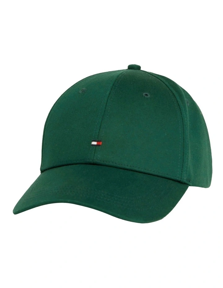 Flag Cotton 6 Panel Cap in Hunter Green