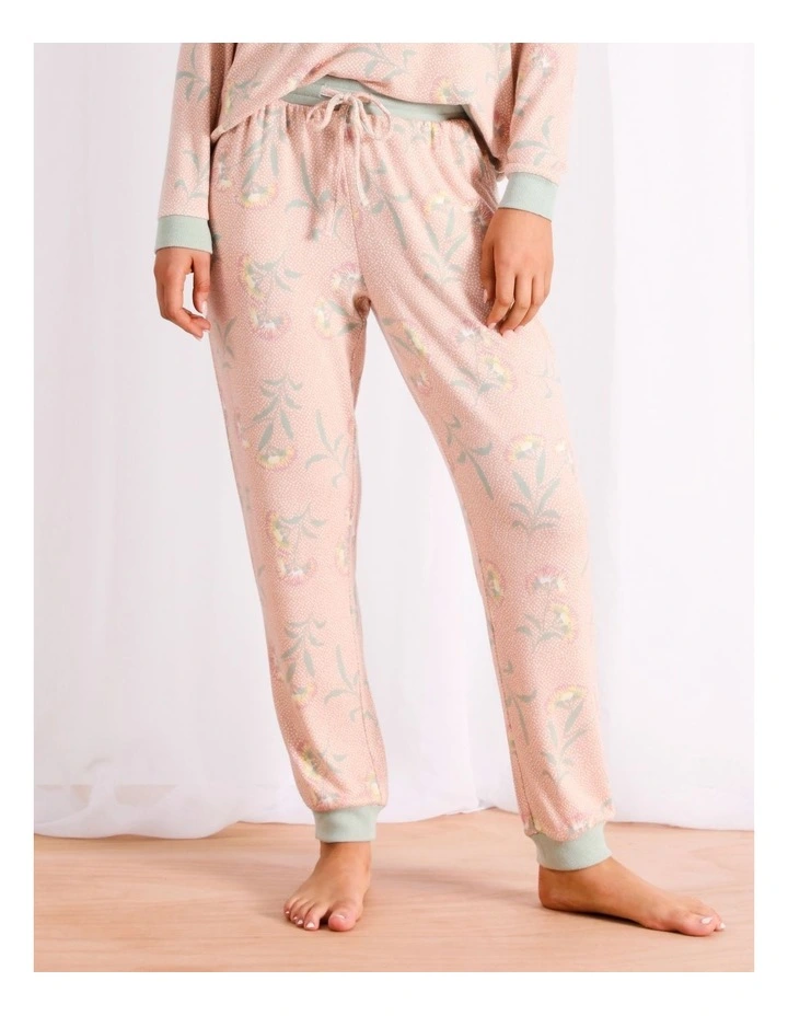 Brushed Knit Pant in Beige Floral