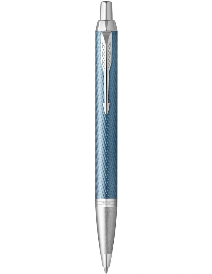 Premium Blue Grey with Chrome Trim Ballpoint Pen in Blue