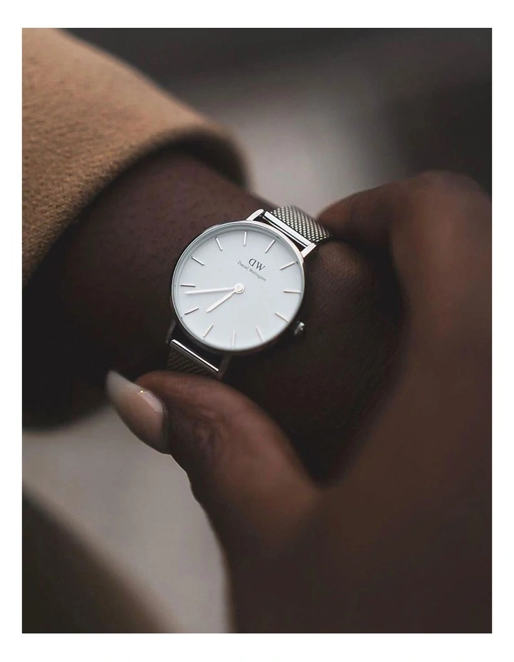 Petite 36 Sterling Stainless Steel Quartz Watch in Silver/White