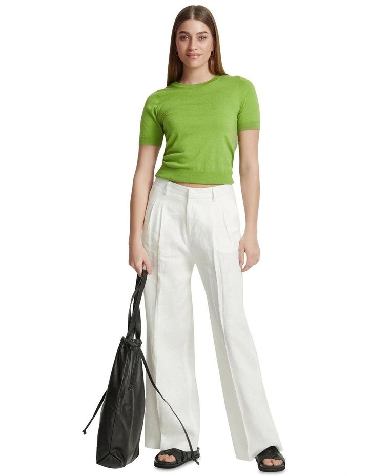 Grace Short Sleeve Cashmere Blend Top in Lime