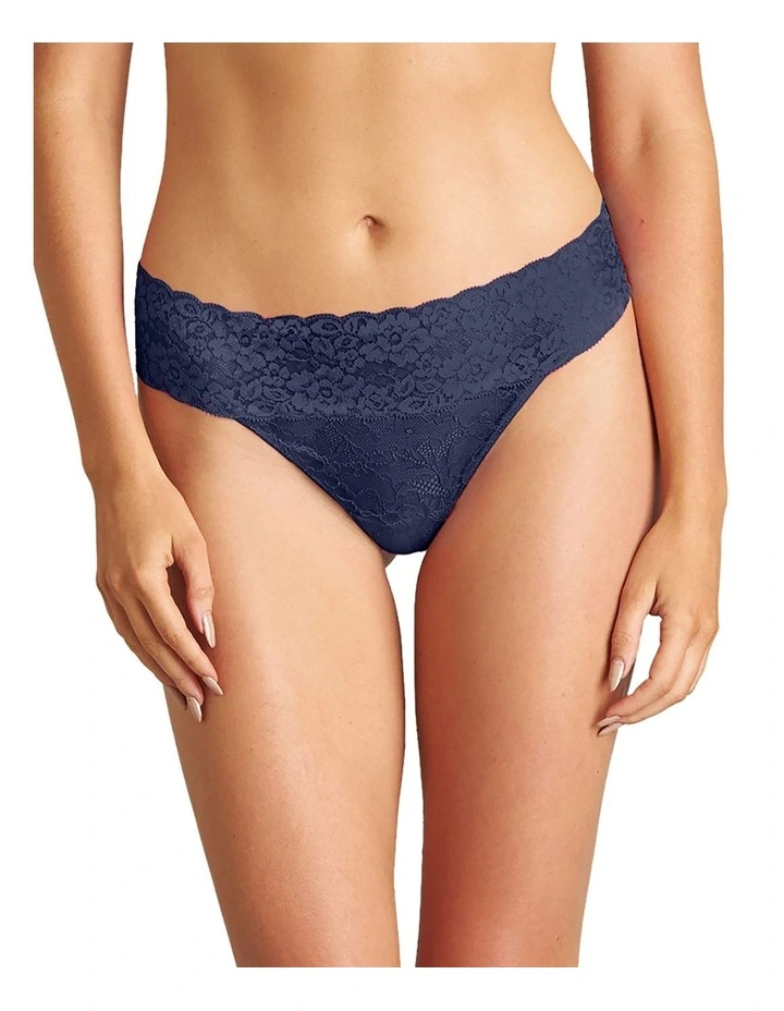 Lace Thong in Medieval Blue