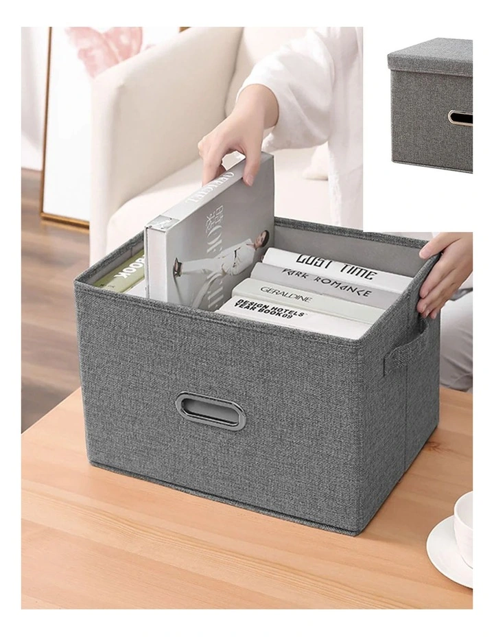 Super Large Foldable Canvas Storage Box in Grey