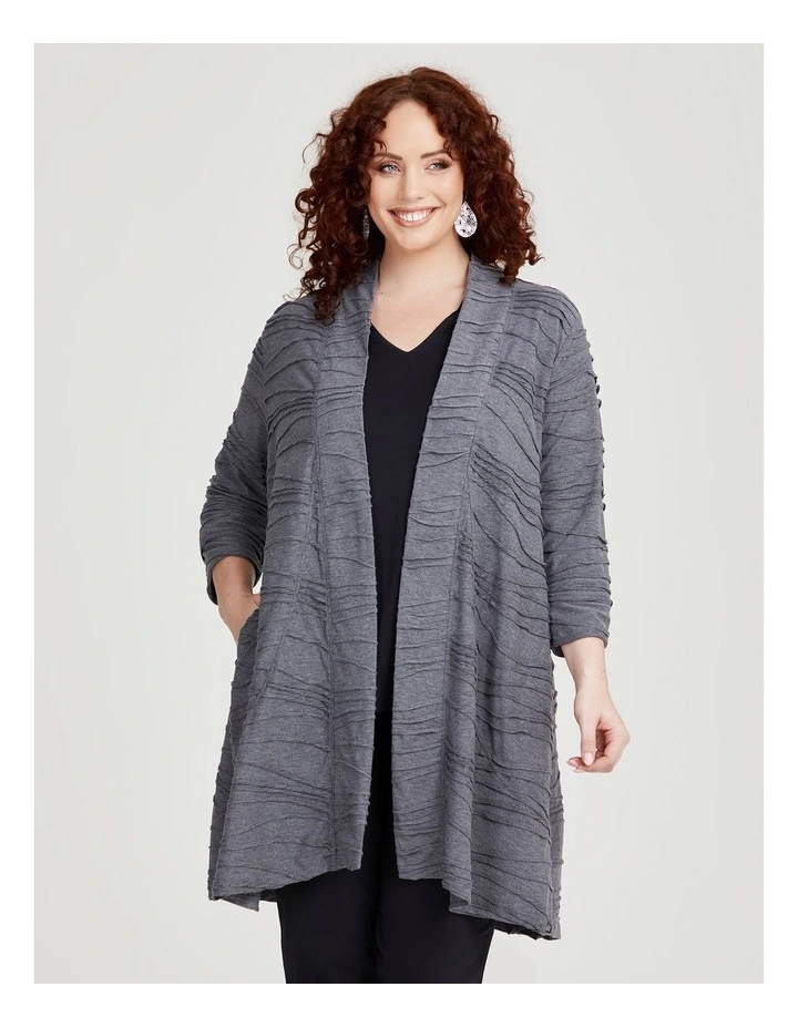 Textured Cardigan in Charcoal