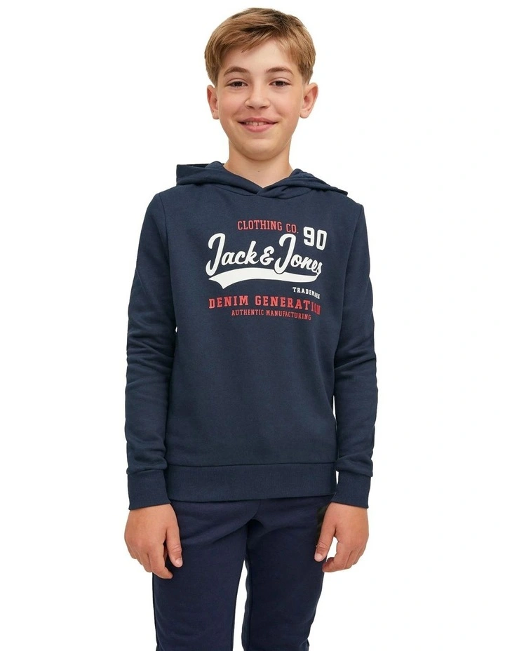 Hooded Logo Sweat in Navy Blazer