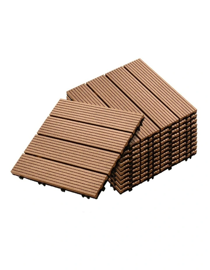 Garden Backyard Flooring Wooden Decking Tiles 11 Pieces in Coffee