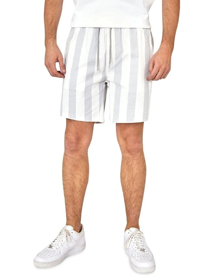 The Beverly Bahama Shorts in White/Light Grey