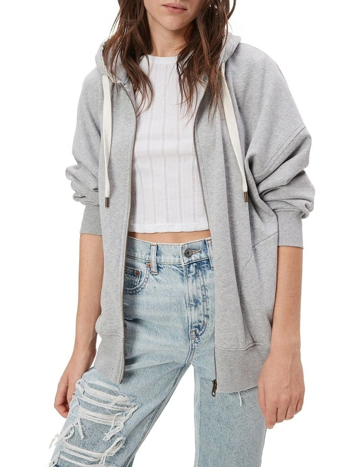 Oversized Zip-Up Hoodie in Grey