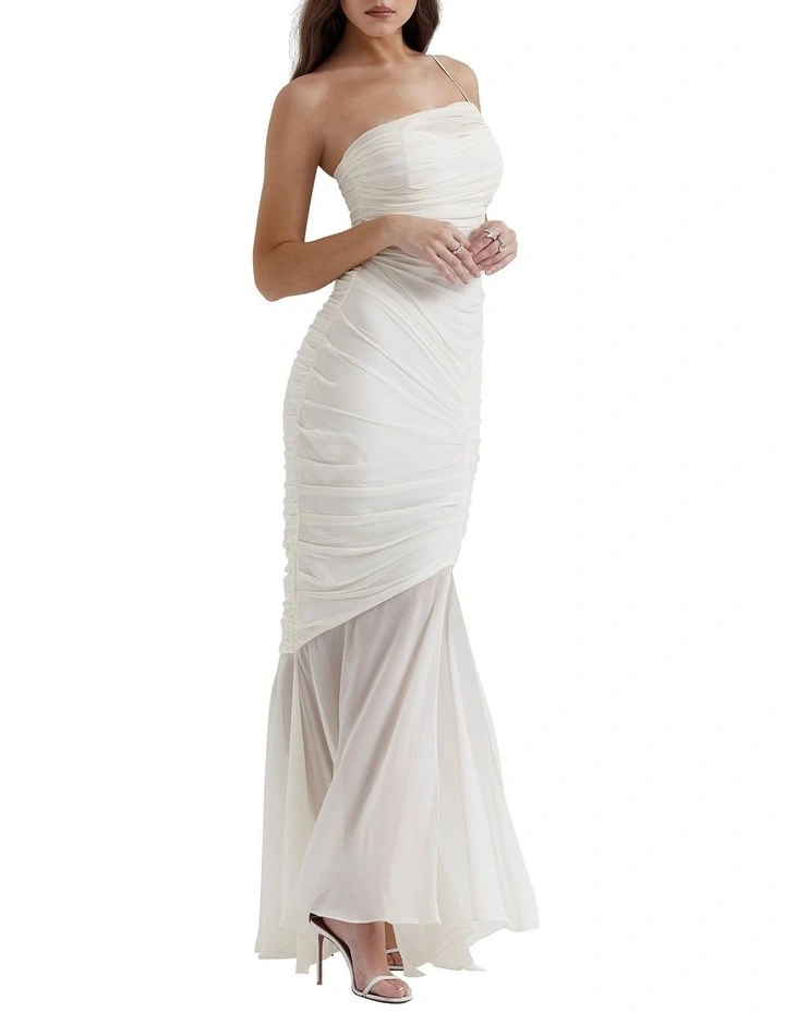 Ruched Maxi Dress in Pearla
