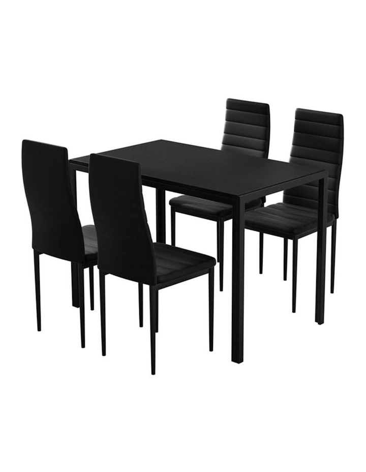 5 Piece Wooden Dining Table Set in Black