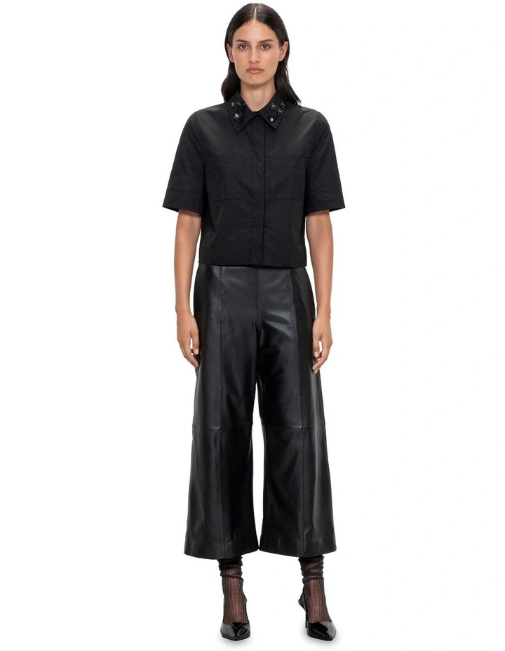 Soft Leather Culottes in Black