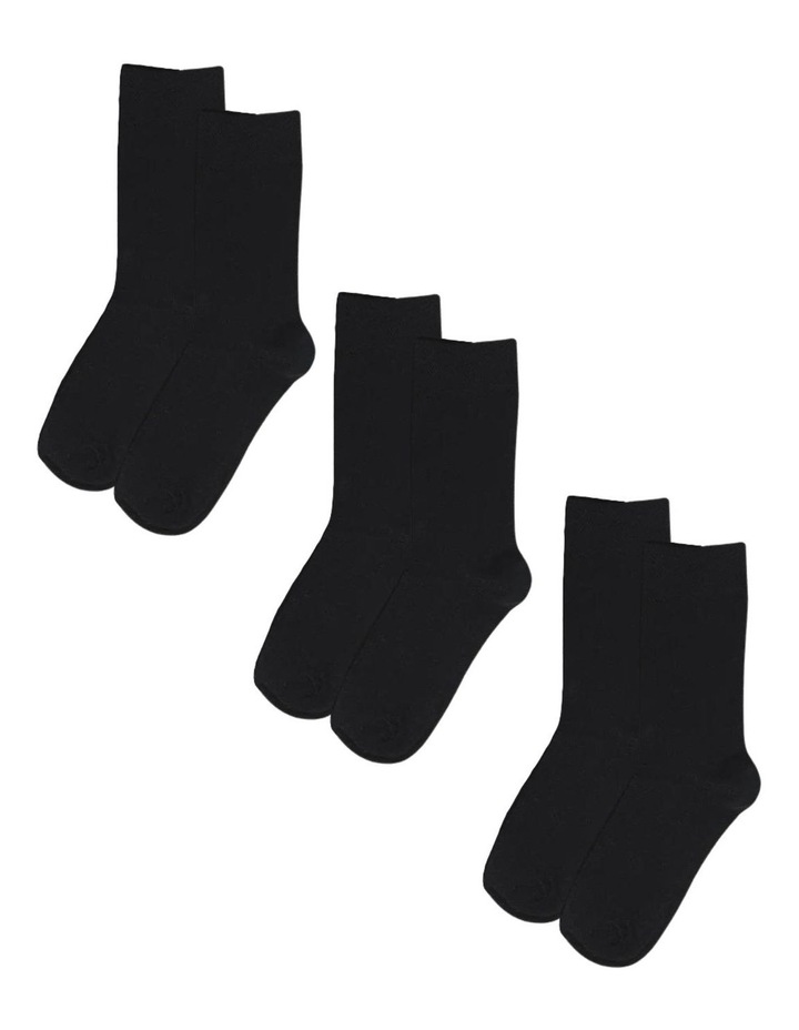 Premium Fiber Sock Super Soft Crew Tennis Sox 6-11 Size 3 Pairs in Black